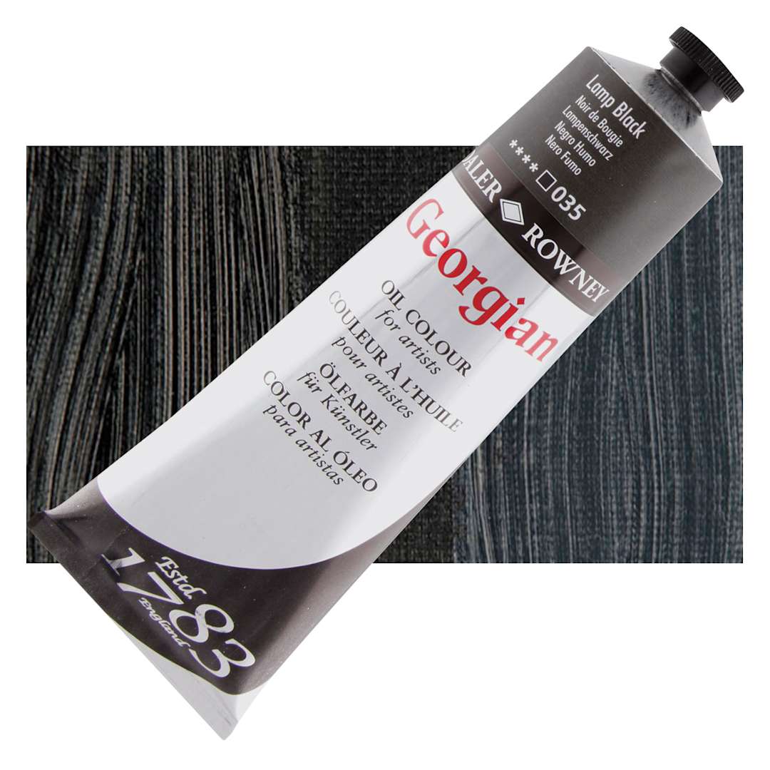 Open in modal - Daler-Rowney Georgian Oil Color - Lamp Black, 38 ml tube and swatch