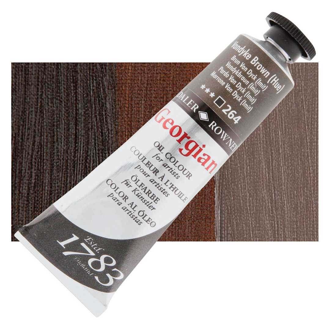 Open in modal - Daler-Rowney Georgian Oil Color - Vandyke Brown Hue, 38 ml tube and swatch