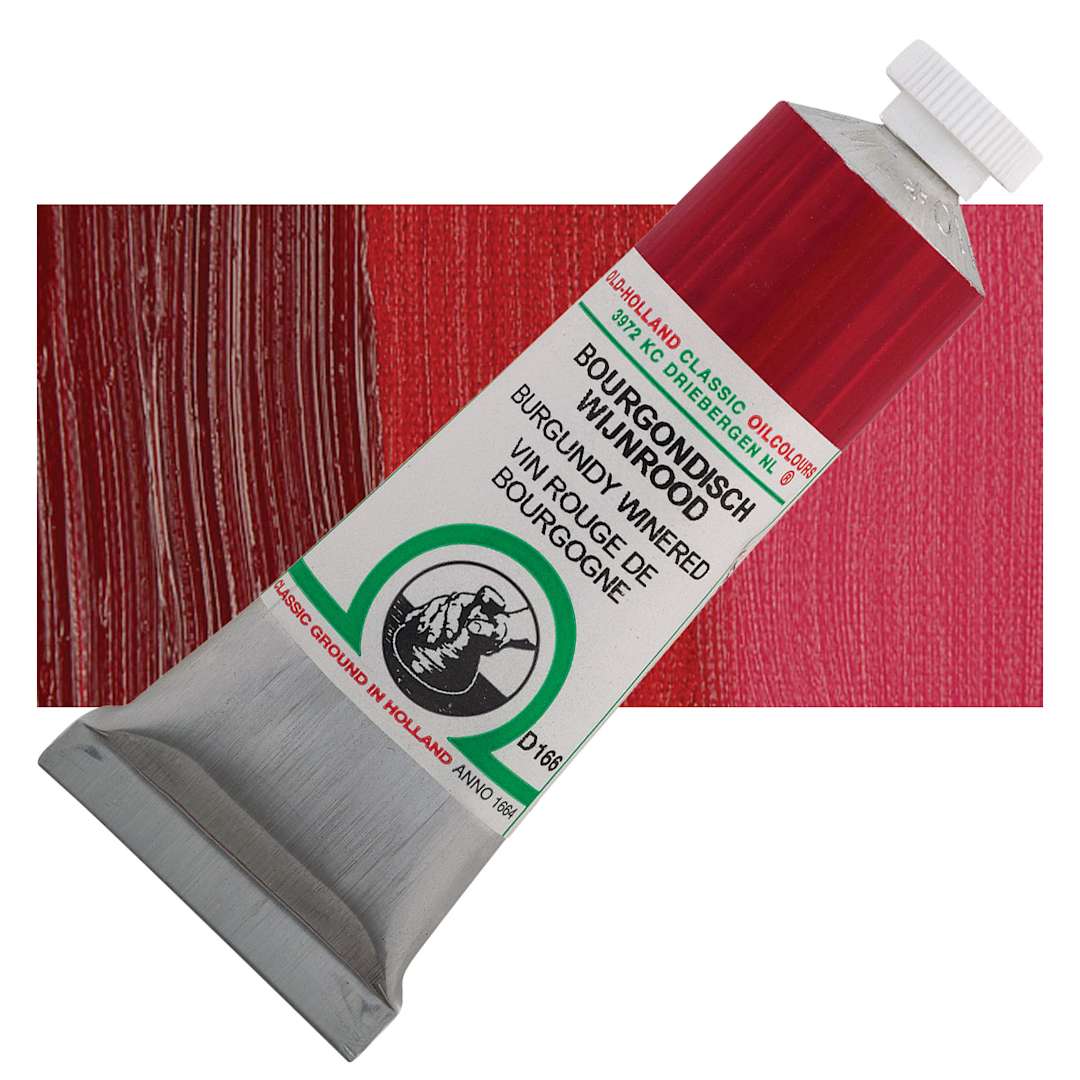 Open in modal - Old Holland Classic Oil Color - Burgundy Wine Red, 40 ml tube and swatch