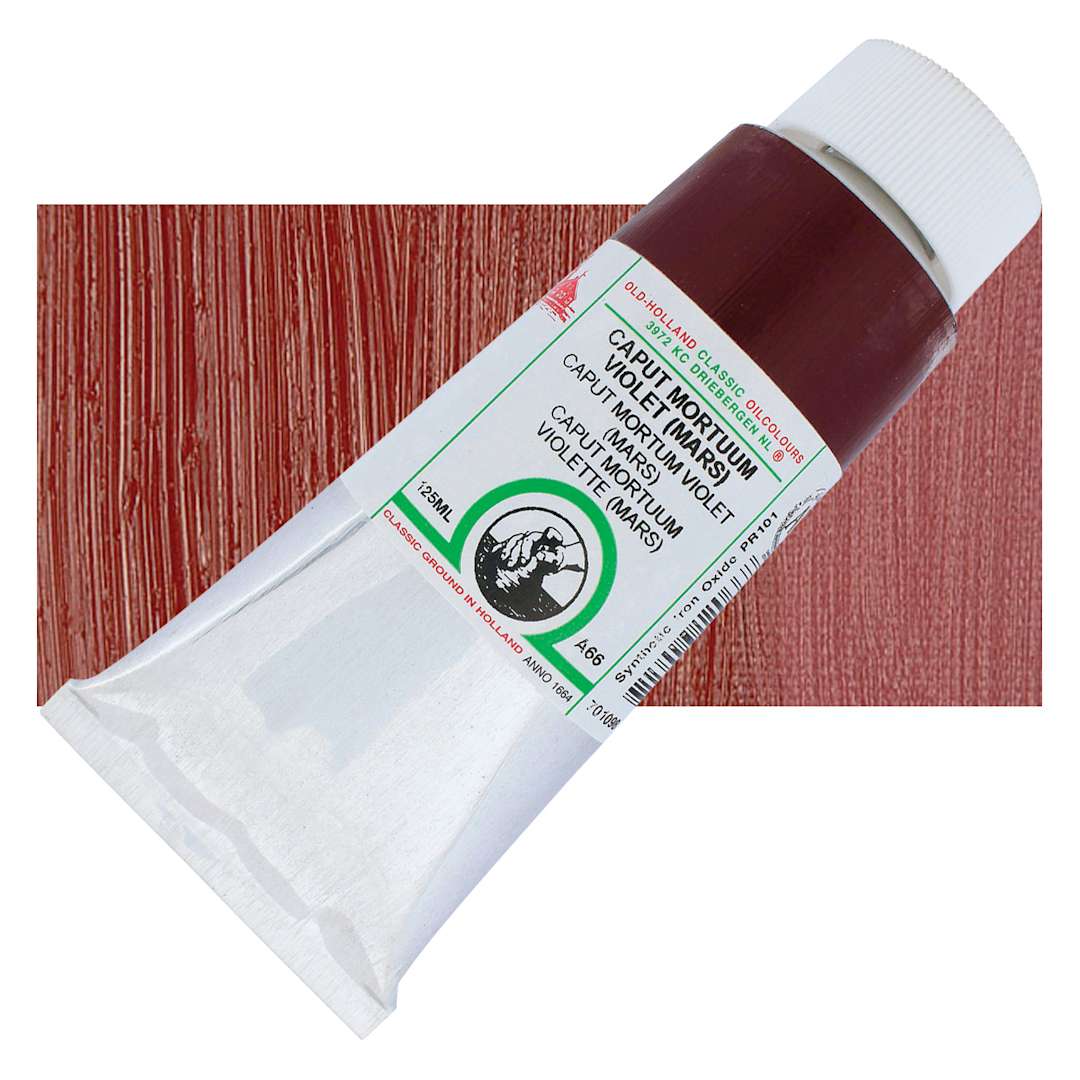 Open in modal - Old Holland Classic Oil Color - Caput Mortuum Violet (Mars), 125 ml tube and swatch