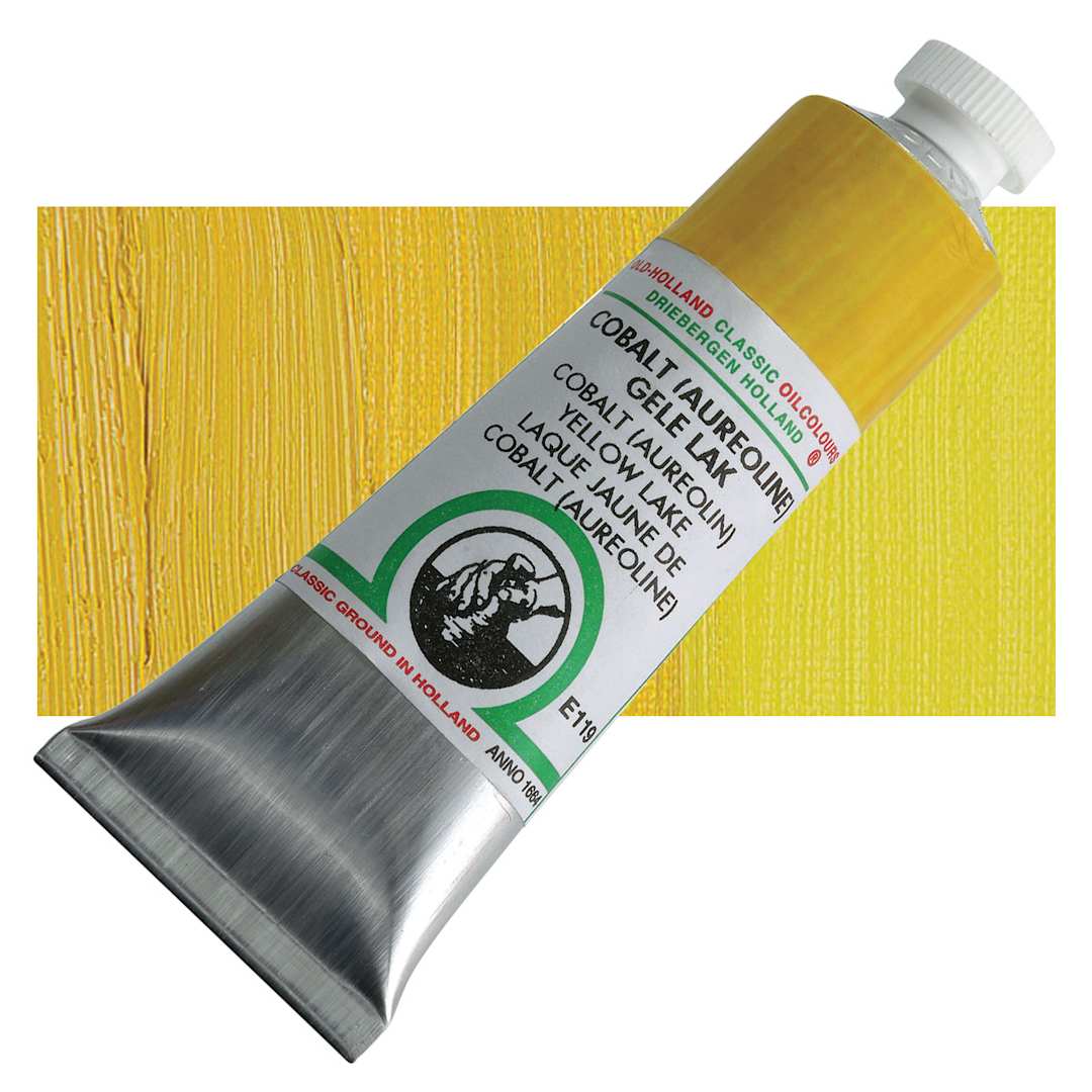 Open in modal - Old Holland Classic Oil Color - Cobalt (Aureolin) Yellow Lake (CL), 40 ml tube and swatch