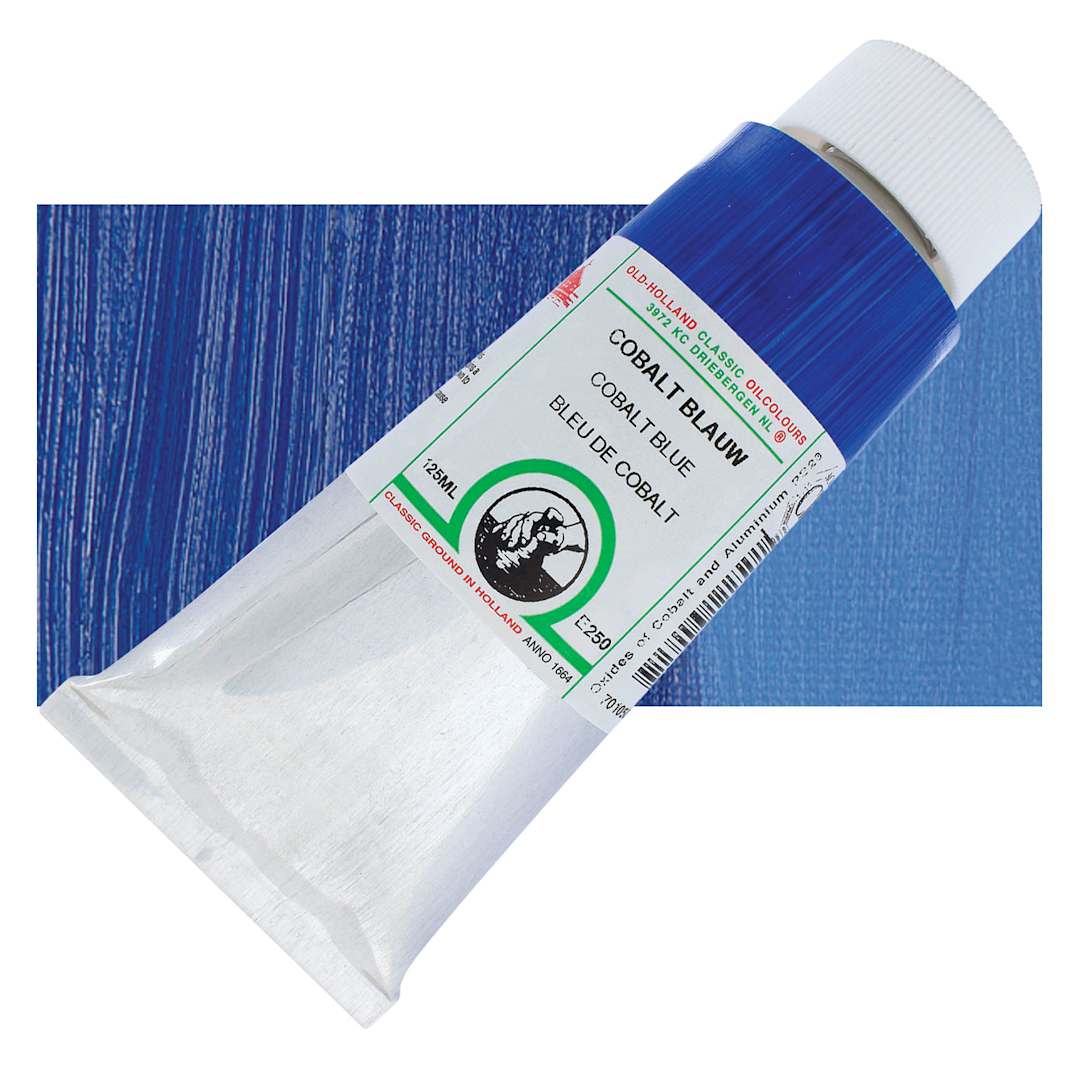 Open in modal - Old Holland Classic Oil Color - Cobalt Blue, 125 ml tube and swatch