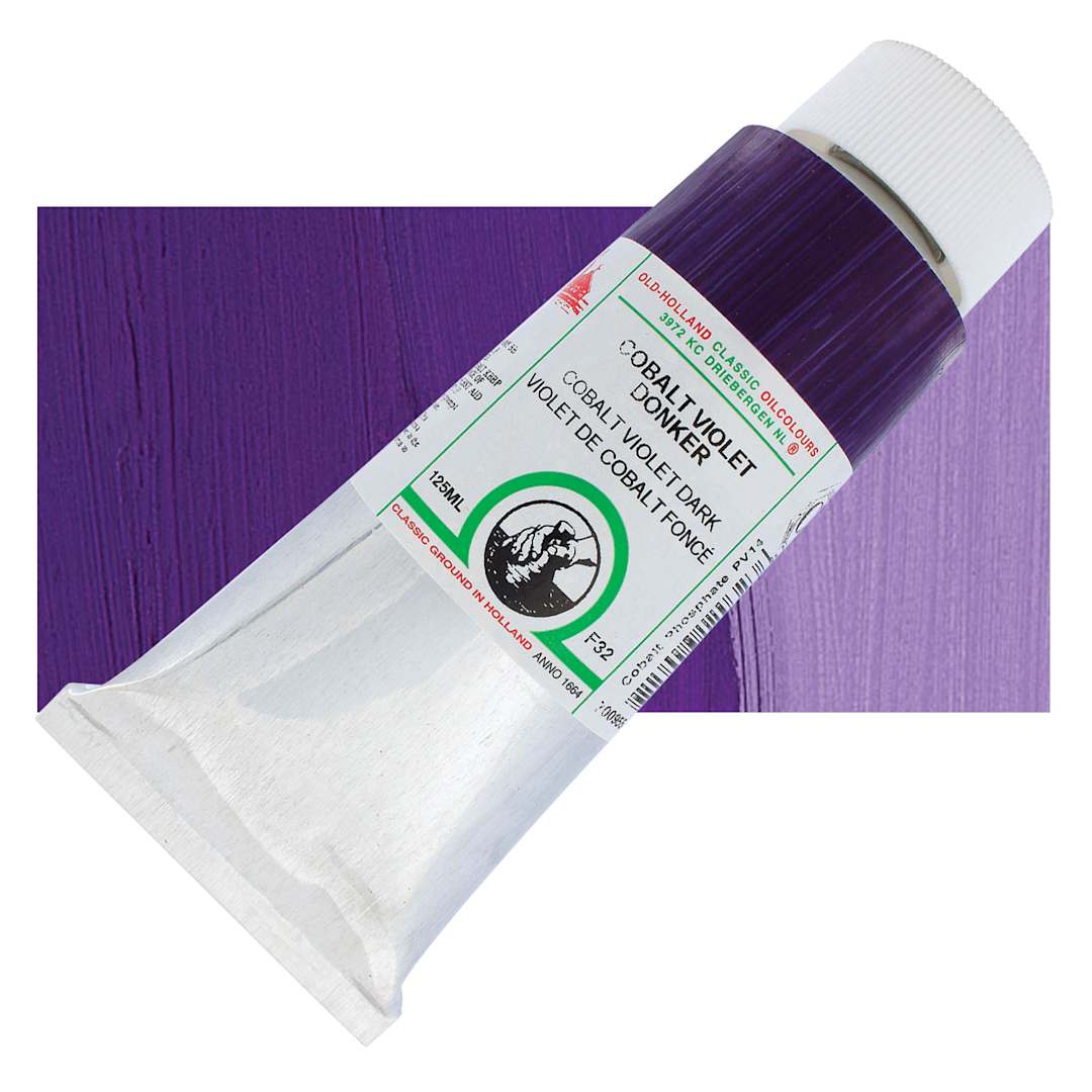 Open in modal - Old Holland Classic Oil Color - Cobalt Violet Dark, 125 ml tube and swatch