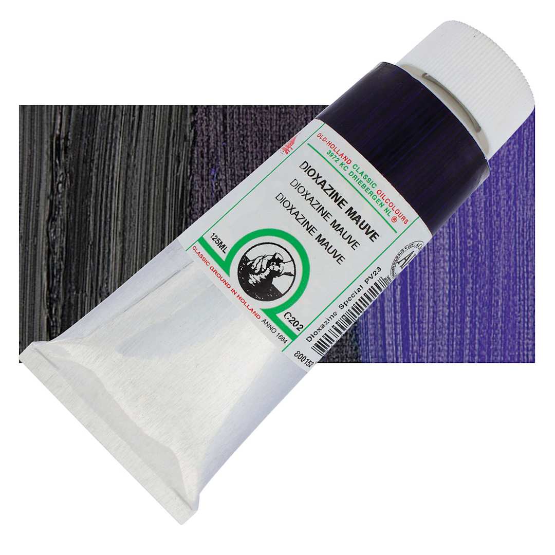 Open in modal - Old Holland Classic Oil Color - Dioxazine Mauve, 125 ml tube and swatch