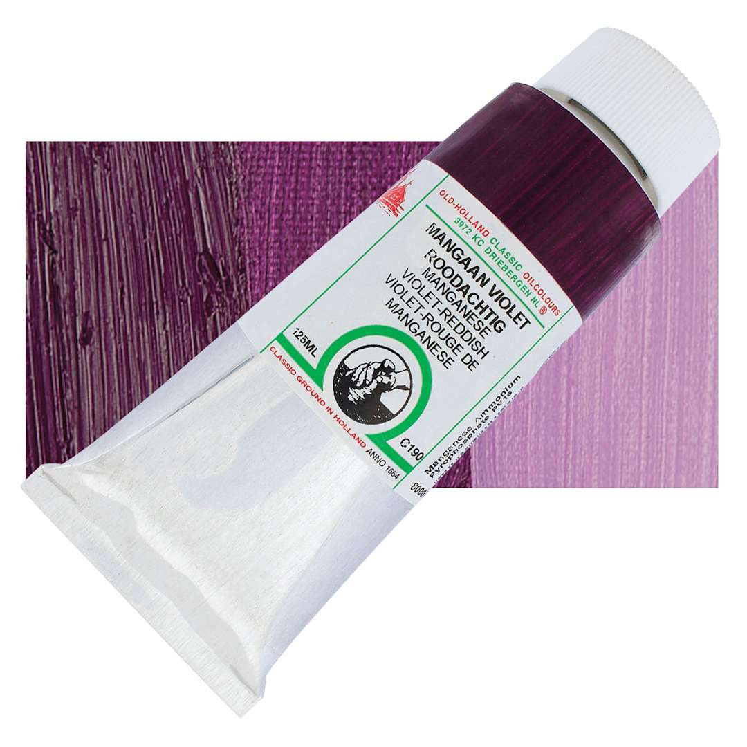 Open in modal - Old Holland Classic Oil Color - Manganese Violet-Reddish, 125 ml tube and swatch