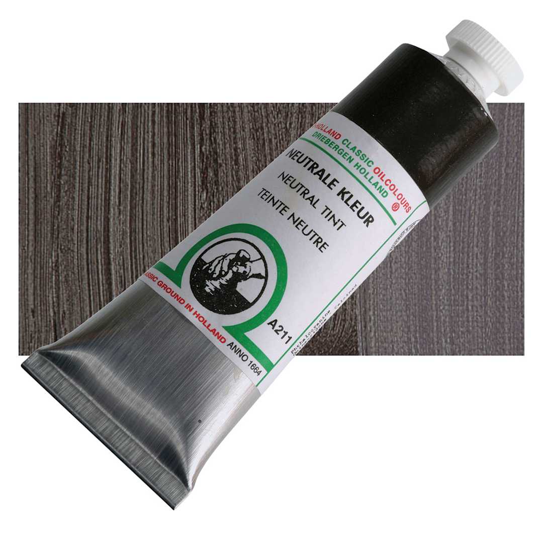 Open in modal - Old Holland Classic Oil Color - Neutral Tint, 40 ml tube and swatch