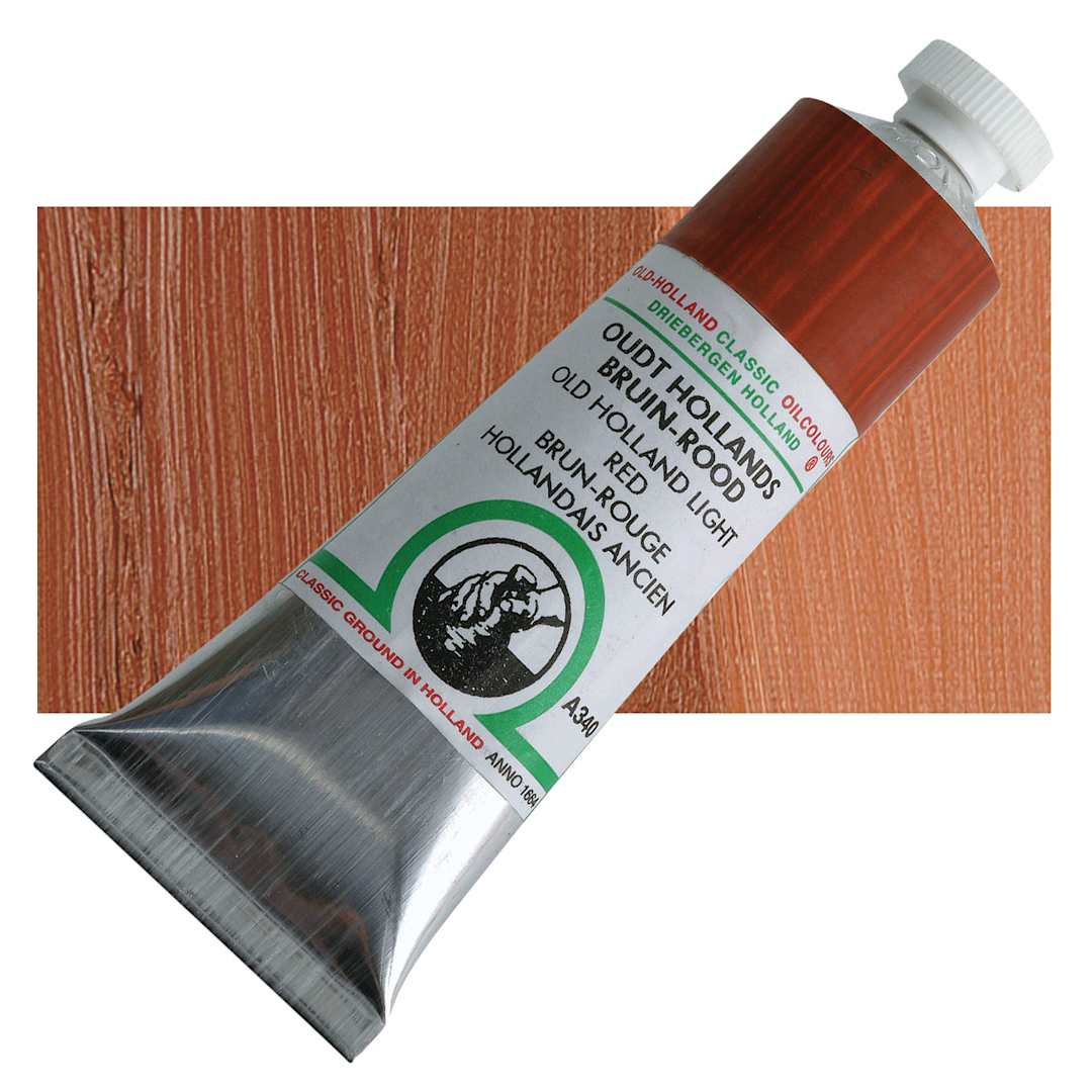 Open in modal - Old Holland Classic Oil Color - Old Holland Light Red, 40 ml tube and swatch