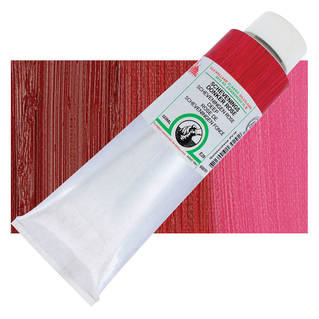 Open in modal - Old Holland Classic Oil Color - Scheveningen Rose Deep, 225 ml tube and swatch
