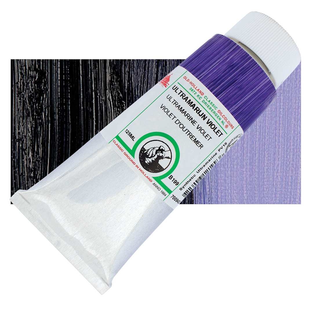 Open in modal - Old Holland Classic Oil Color - Ultramarine Violet, 125 ml tube and swatch