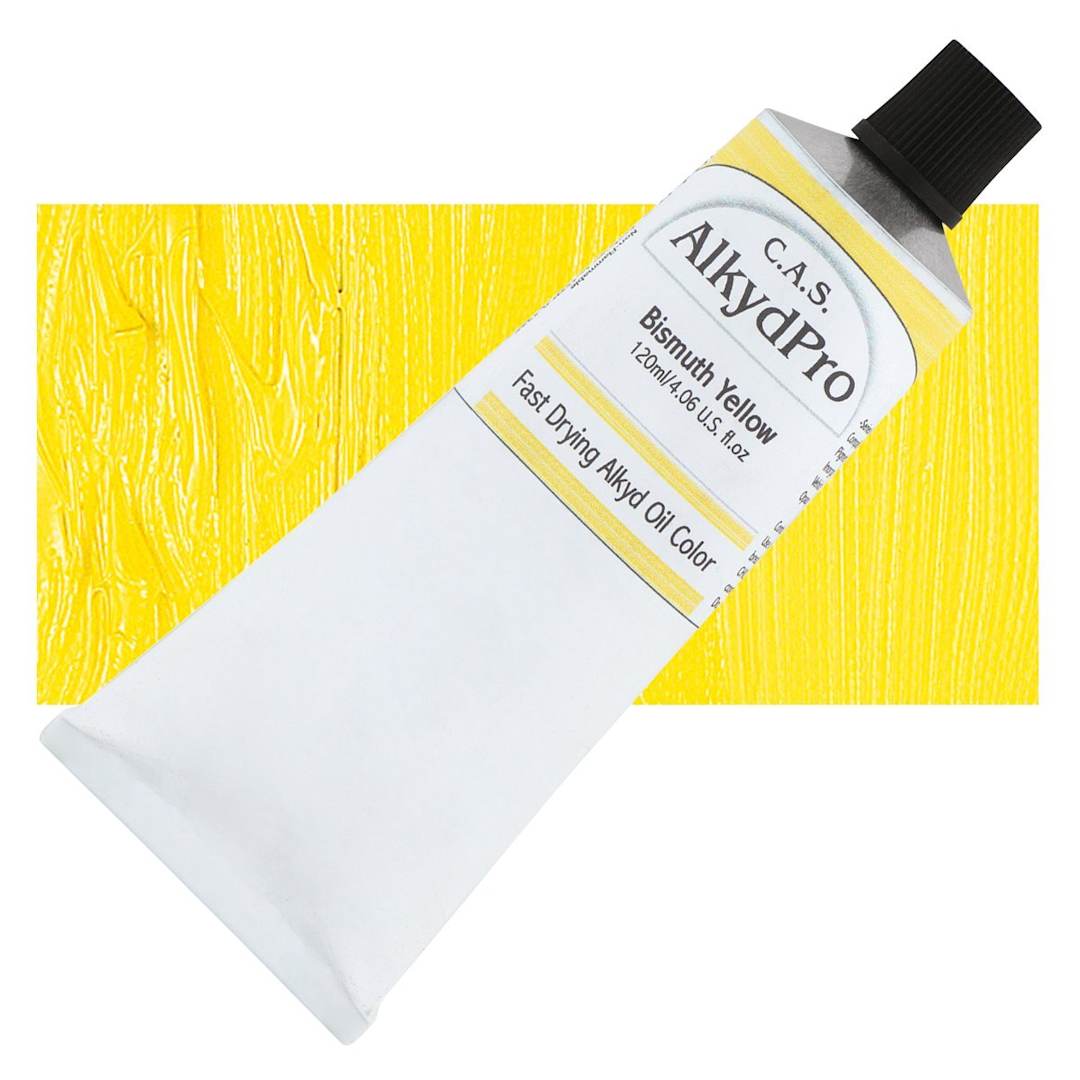 Open in modal - CAS AlkydPro Fast-Drying Alkyd Oil Color - Bismuth Yellow, 120 ml tube and swatch