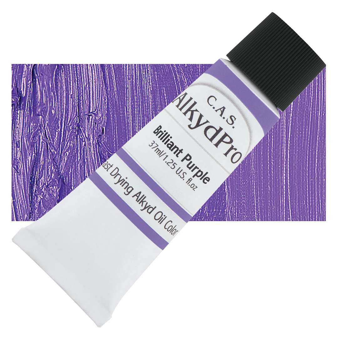 Open in modal - CAS AlkydPro Fast-Drying Alkyd Oil Color - Brilliant Purple, 37 ml tube and swatch