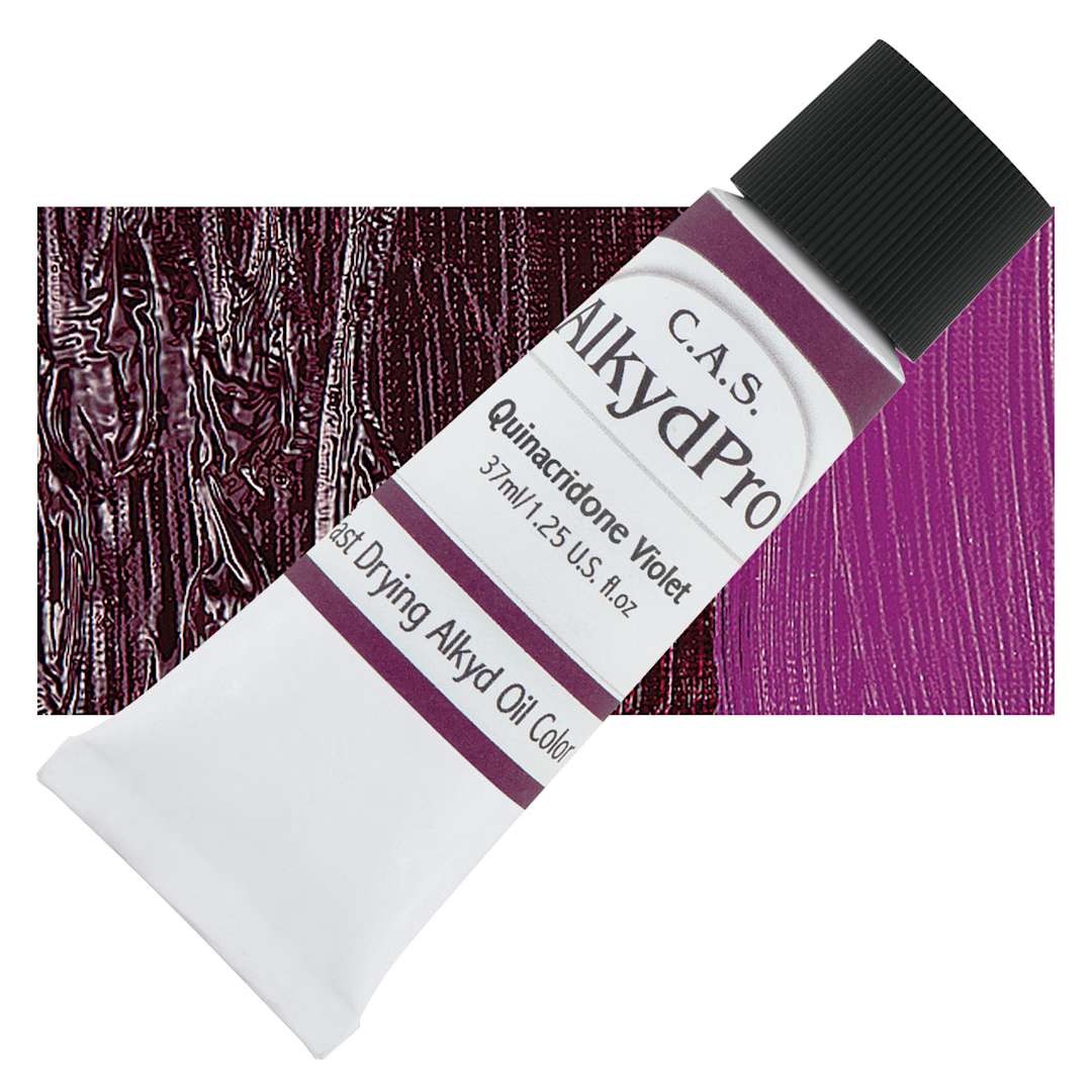 Open in modal - CAS AlkydPro Fast-Drying Alkyd Oil Color - Quinacridone Violet, 37 ml tube and swatch