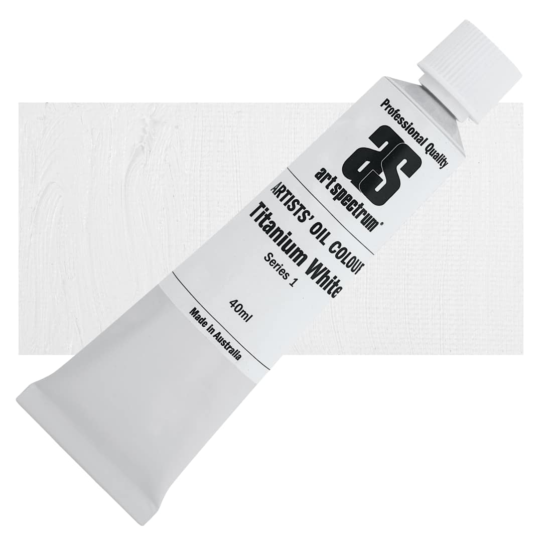 Open in modal - Art Spectrum Artists' Oil Paint - Titanium White, 40 ml tube and swatch