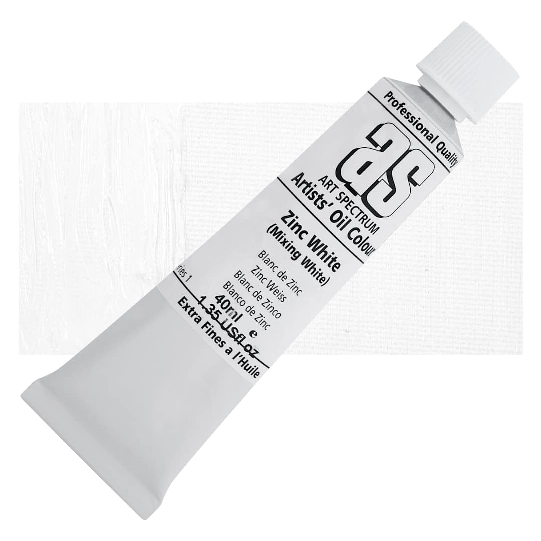 Open in modal - Art Spectrum Artists' Oil Paint - Zinc White, 40 ml tube and swatch