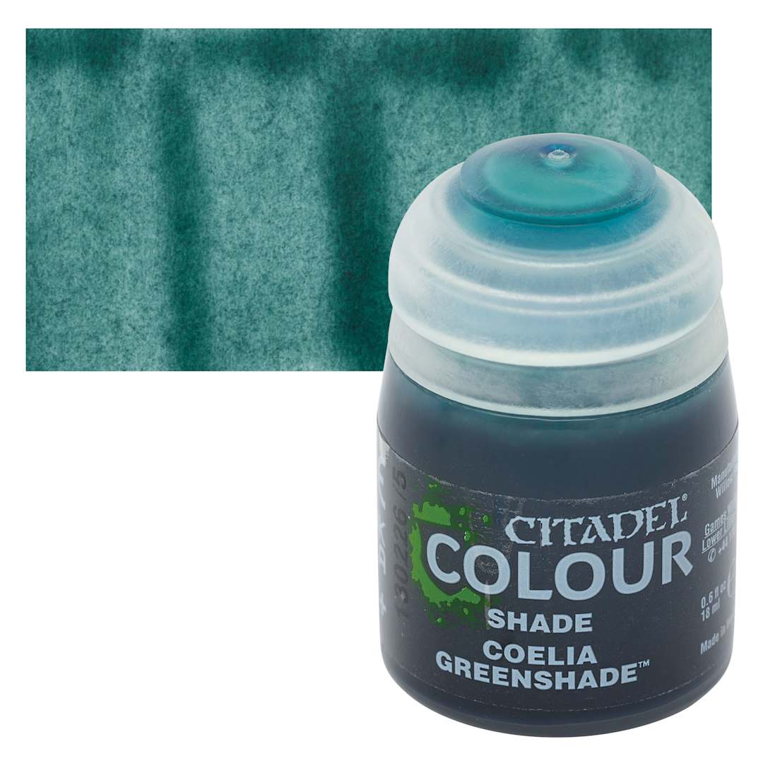Open in modal - Citadel Shade Acrylic Paint - Coelia Greenshade, 18 ml bottle and swatch