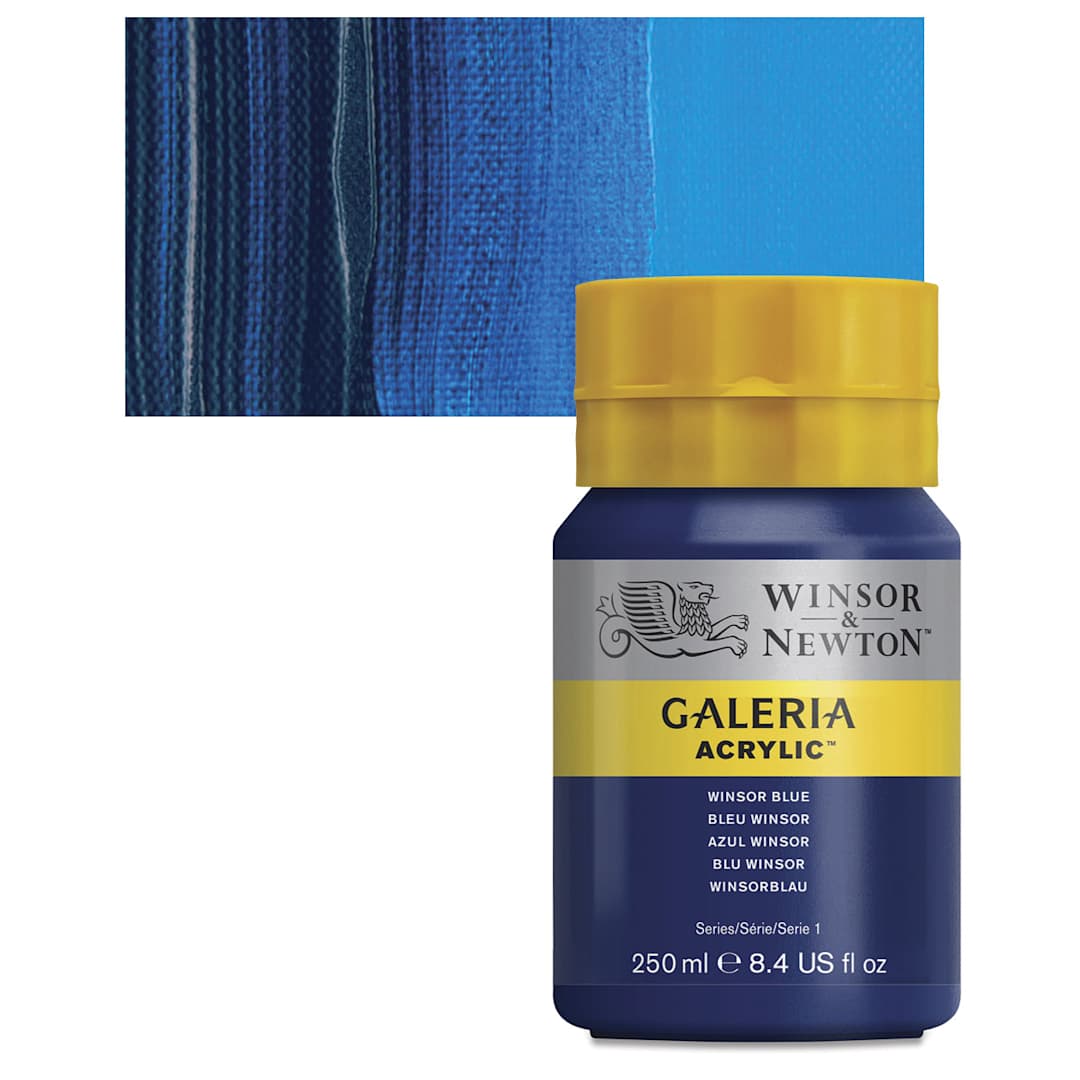 Open in modal - Winsor & Newton Galeria Flow Acrylic - Winsor Blue, 250 ml tube and swatch
