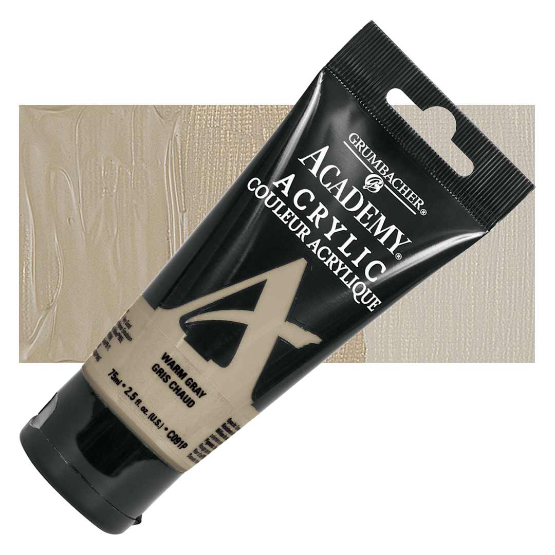 Open in modal - Grumbacher Academy Acrylic - Warm Gray, 75 ml tube and swatch