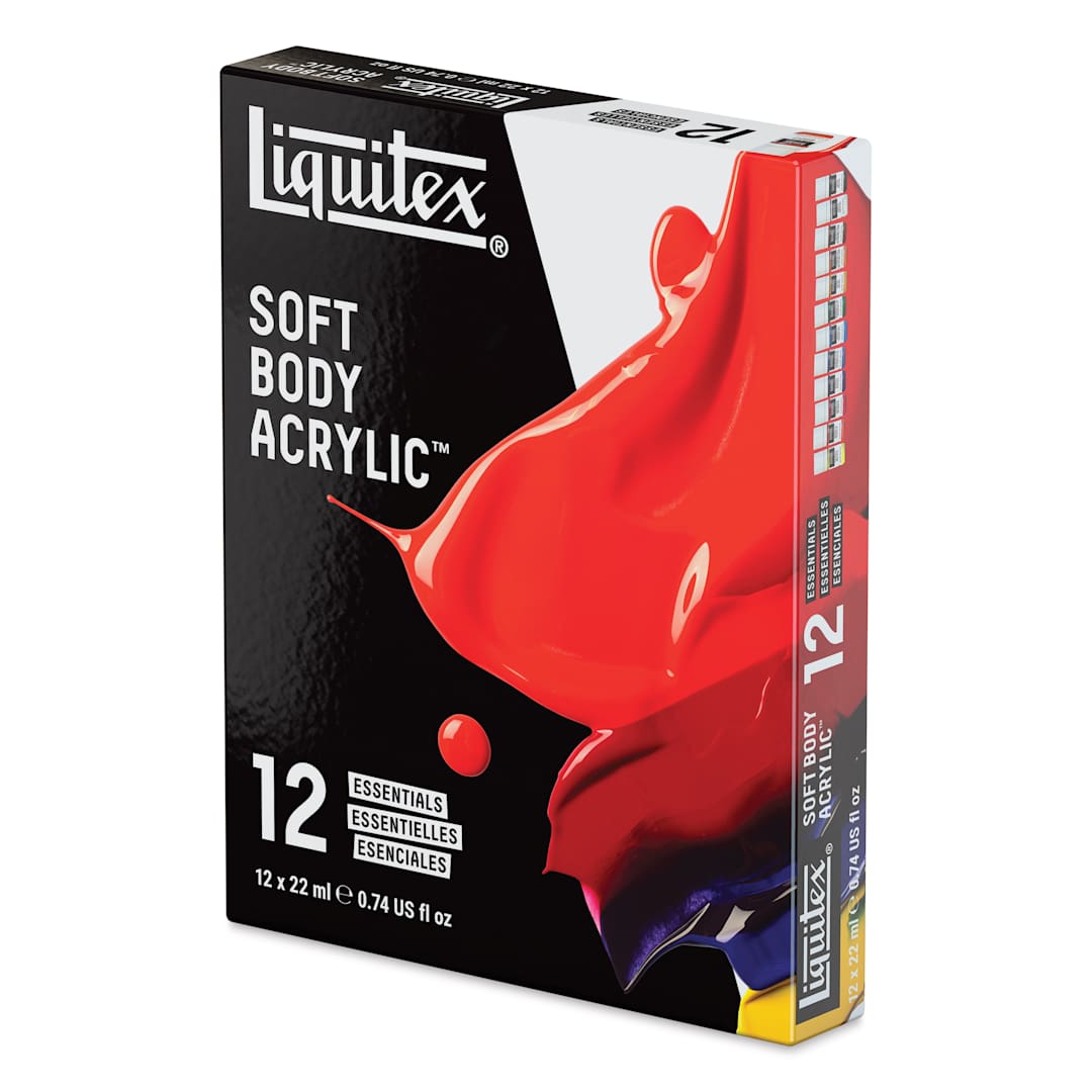 Open in modal - Liquitex Professional Soft Body Acrylics - Set of 12, Essential Colors, 22 ml, packaging