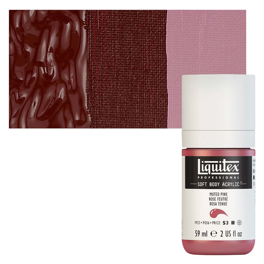 Open in modal - Liquitex Soft Body Artist Acrylic - Muted Pink, 2 oz bottle and swatch