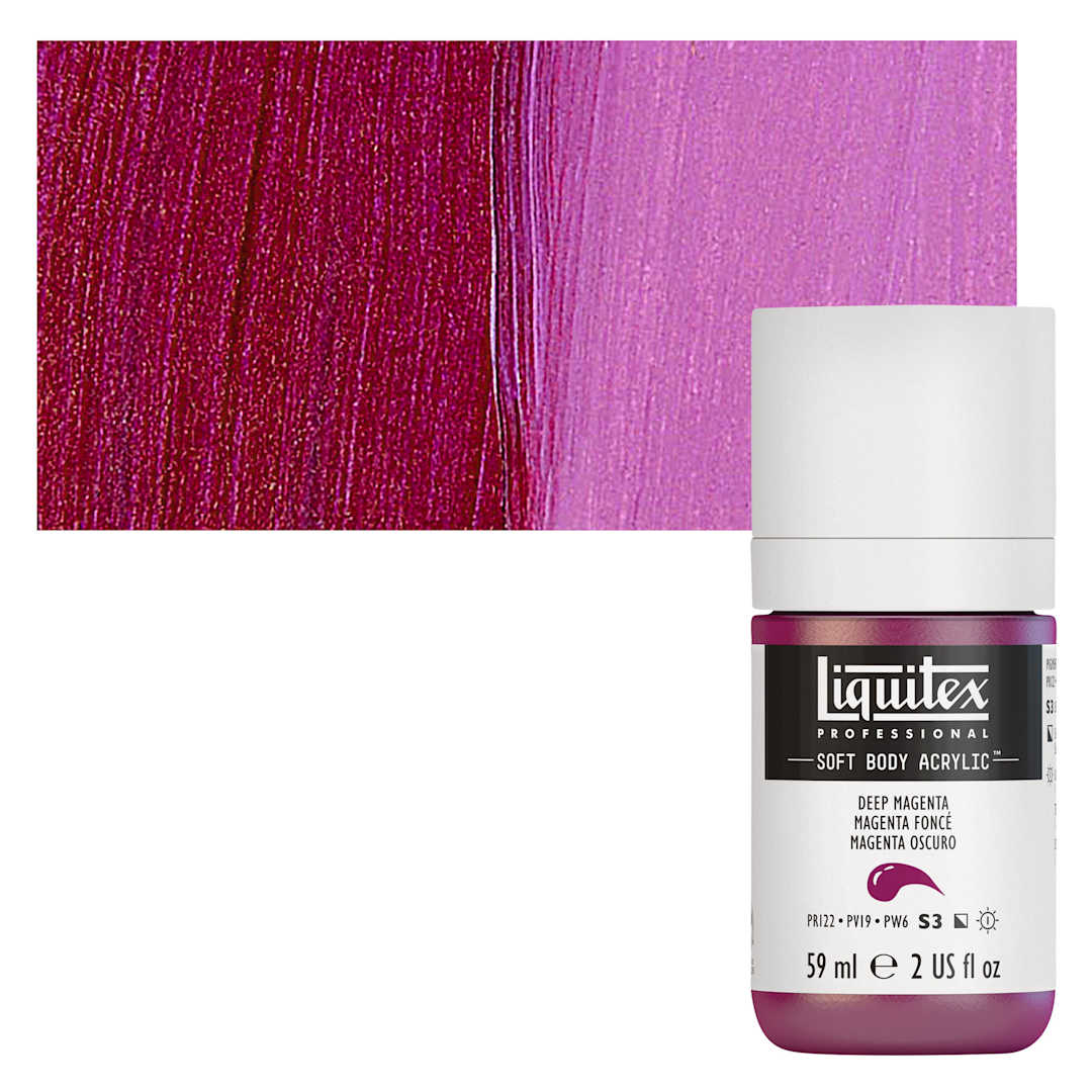Open in modal - Liquitex Soft Body Artist Acrylic - Deep Magenta, 59 ml bottle and swatch