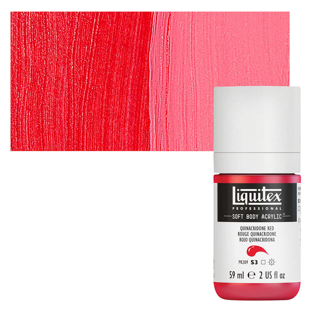 Open in modal - Liquitex Soft Body Artist Acrylic - Quinacridone Red, 59 ml bottle and swatch