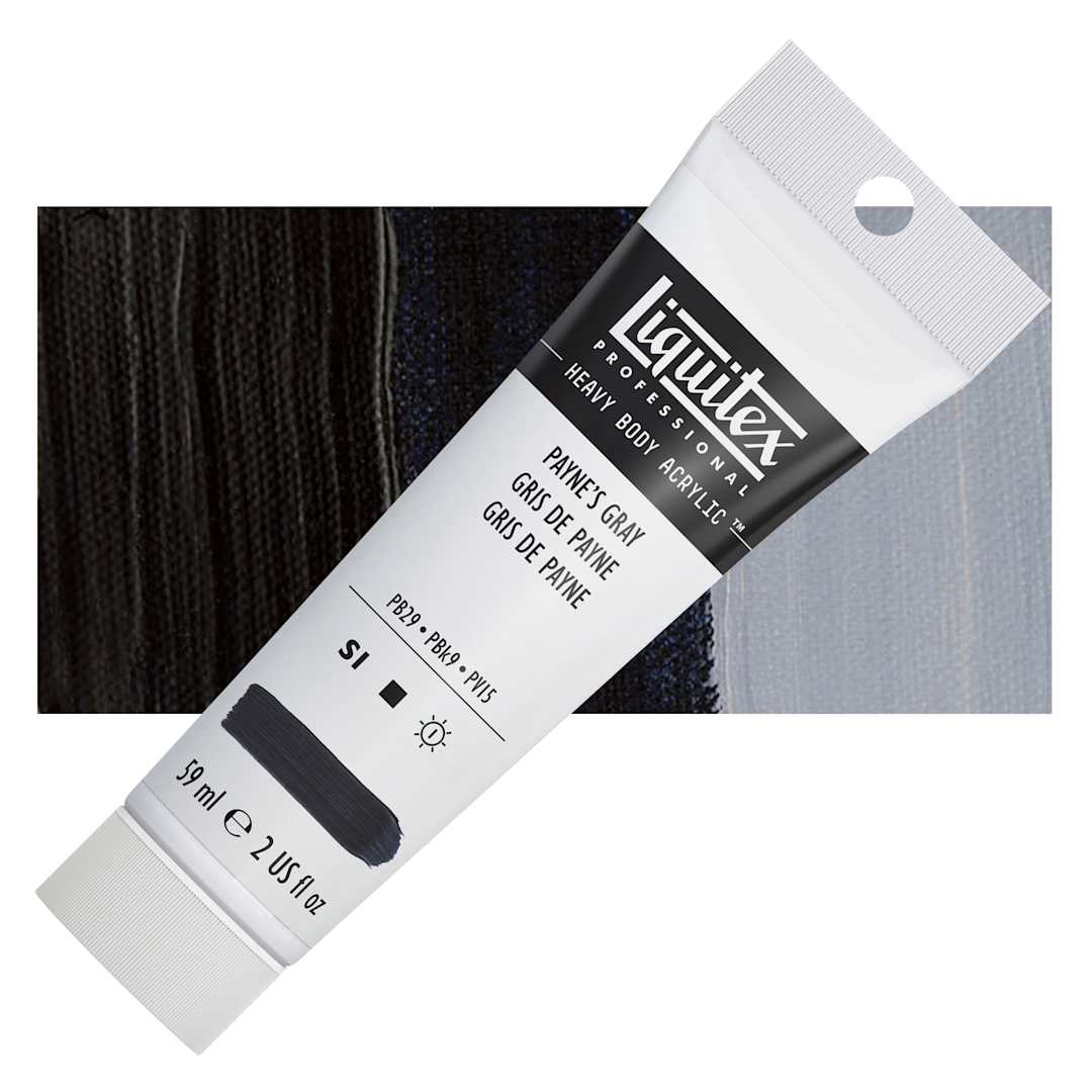 Open in modal - Liquitex Heavy Body Artist Acrylic - Payne's Gray, 2 oz Tube and swatch