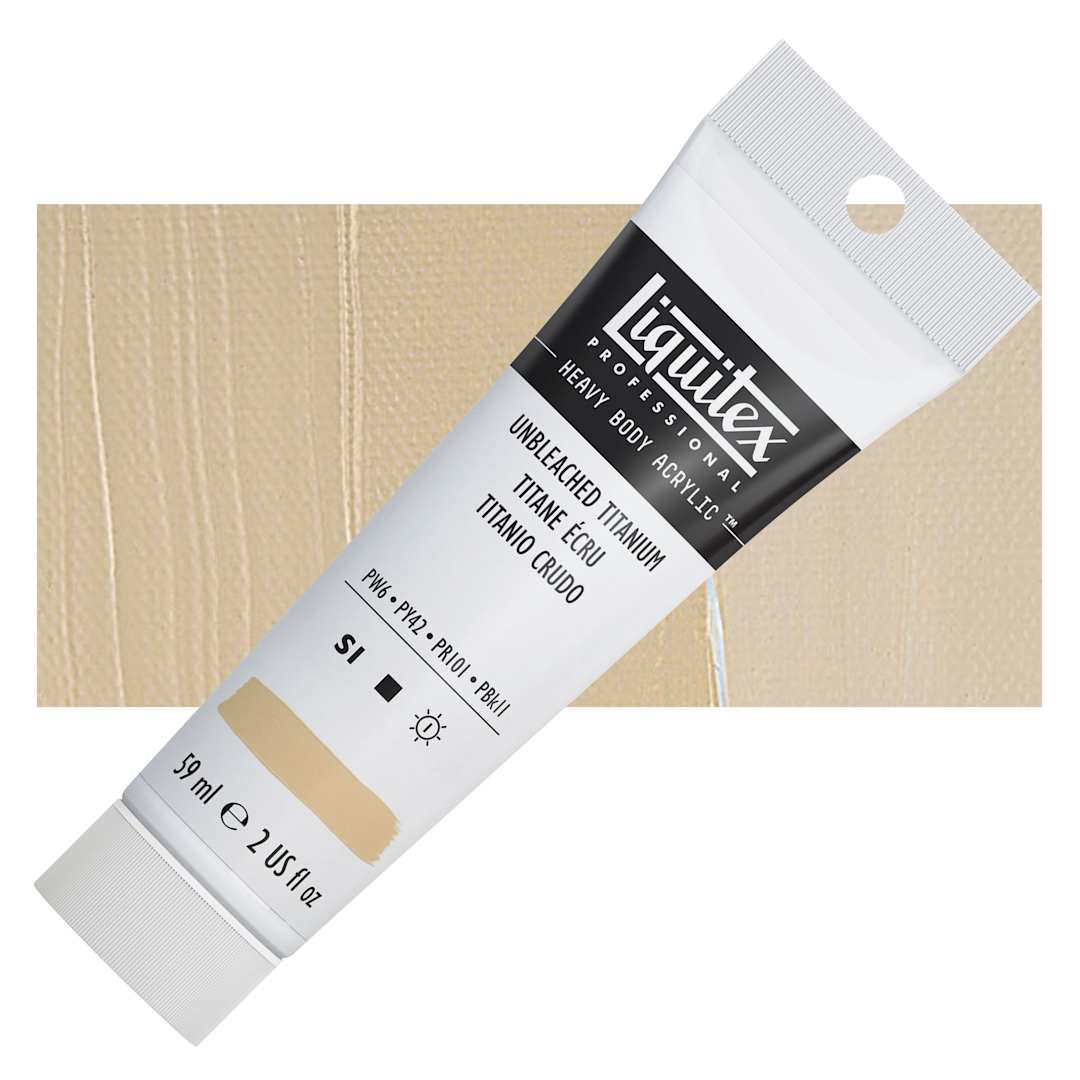 Open in modal - Liquitex Heavy Body Artist Acrylic - Unbleached Titanium, 2 oz Tube and swatch