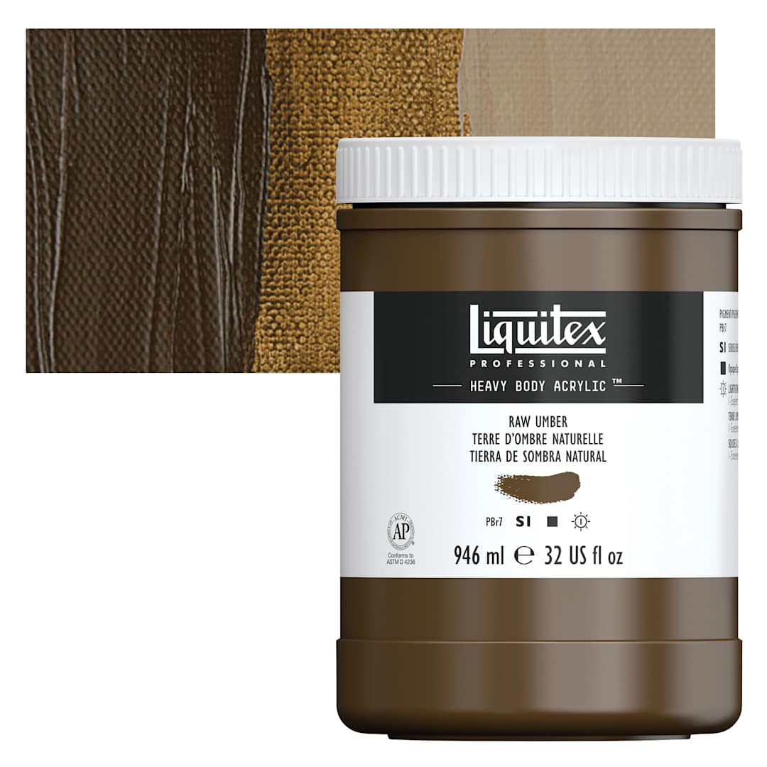 Open in modal - Liquitex Heavy Body Artist Acrylic - Raw Umber, 32 oz Jar and swatch