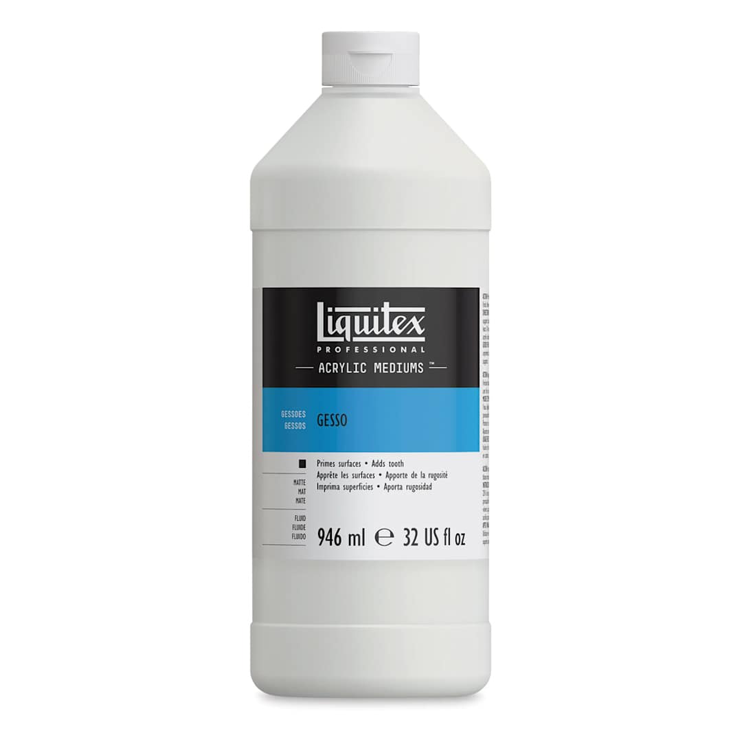 Open in modal - Liquitex Acrylic Gesso-White 32oz Bottle. Front of bottle.