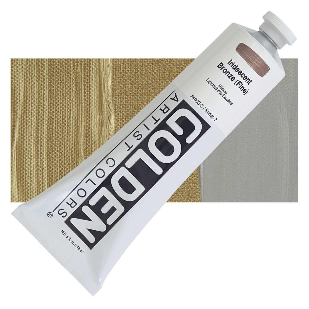 Open in modal - Golden Heavy Body Artist Acrylic - Iridescent Bronze (Fine), 5 oz tube and swatch