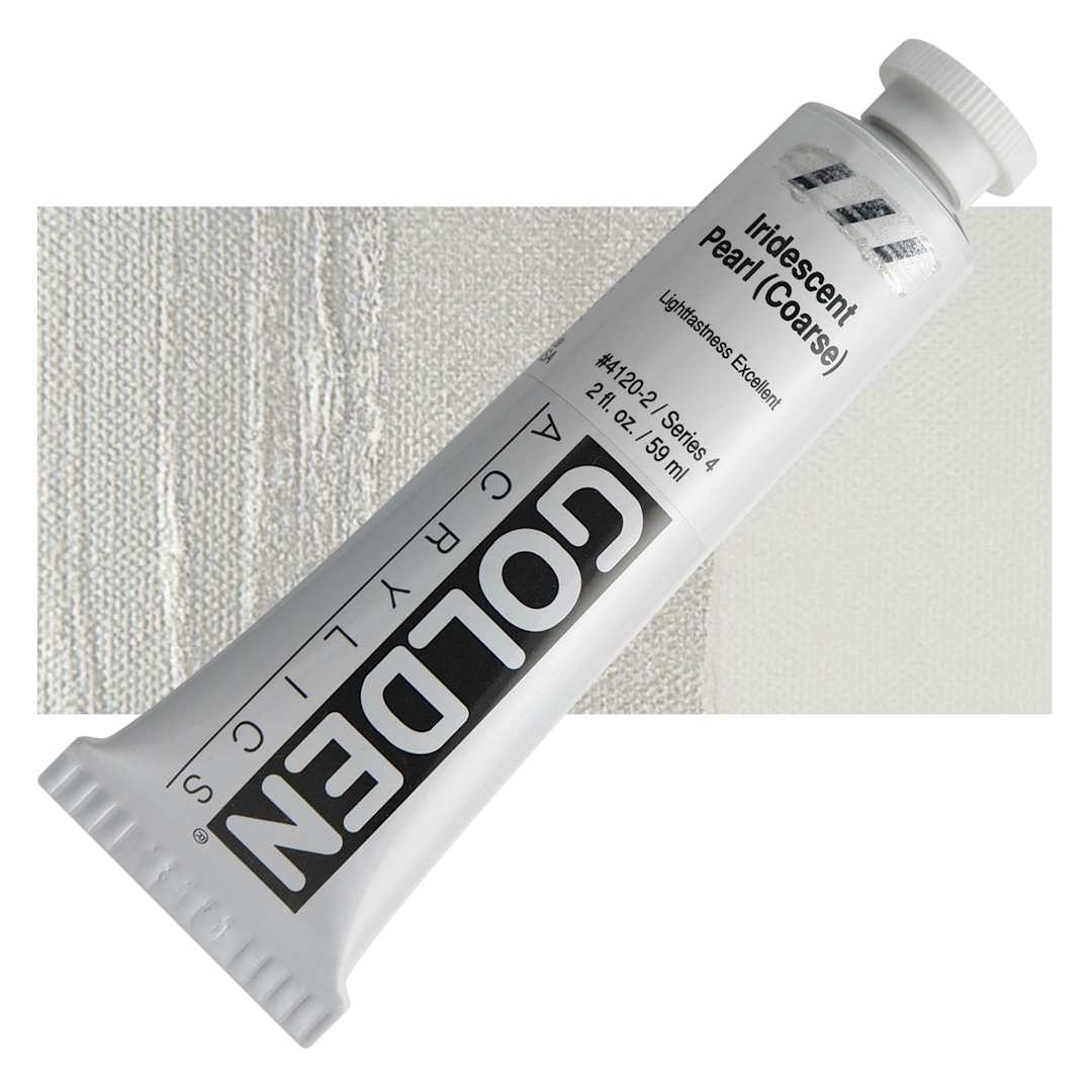 Open in modal - Golden Heavy Body Artist Acrylic - Iridescent Pearl (Coarse), 2 oz Tube and swatch