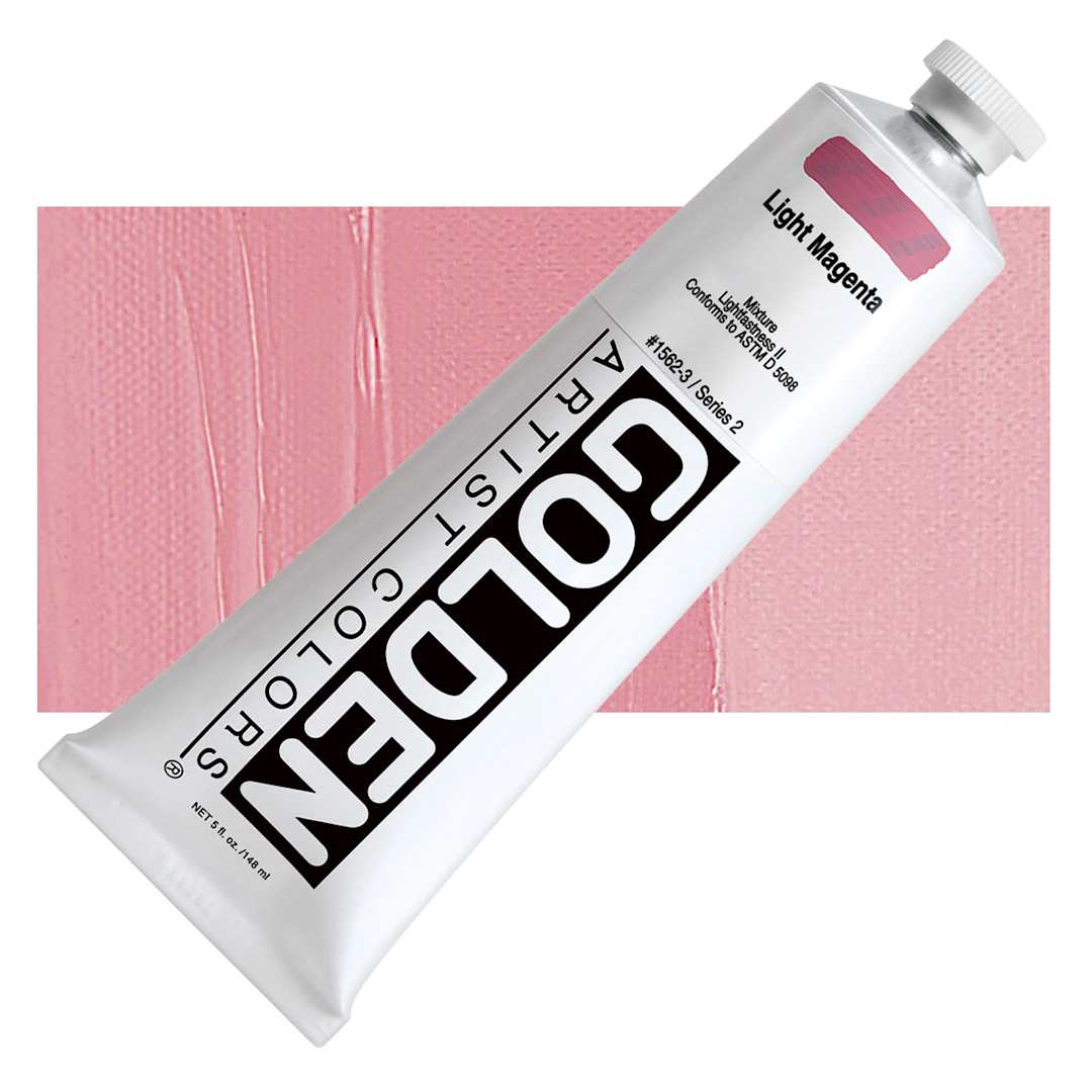 Open in modal - Golden Heavy Body Artist Acrylic - Light Magenta, 5 oz tube and swatch