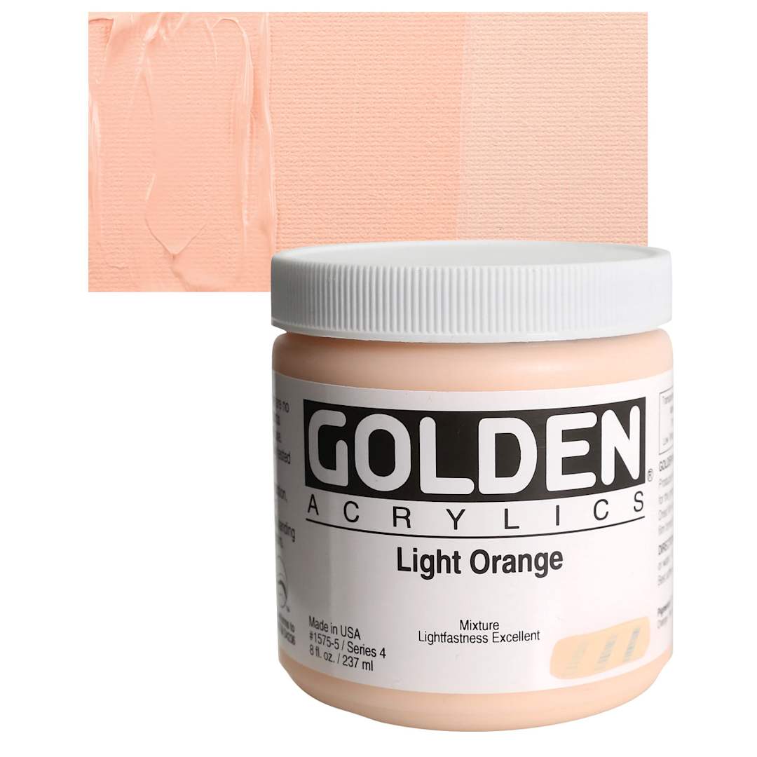 Open in modal - Golden Heavy Body Artist Acrylic - Light Orange, 8 oz and swatch