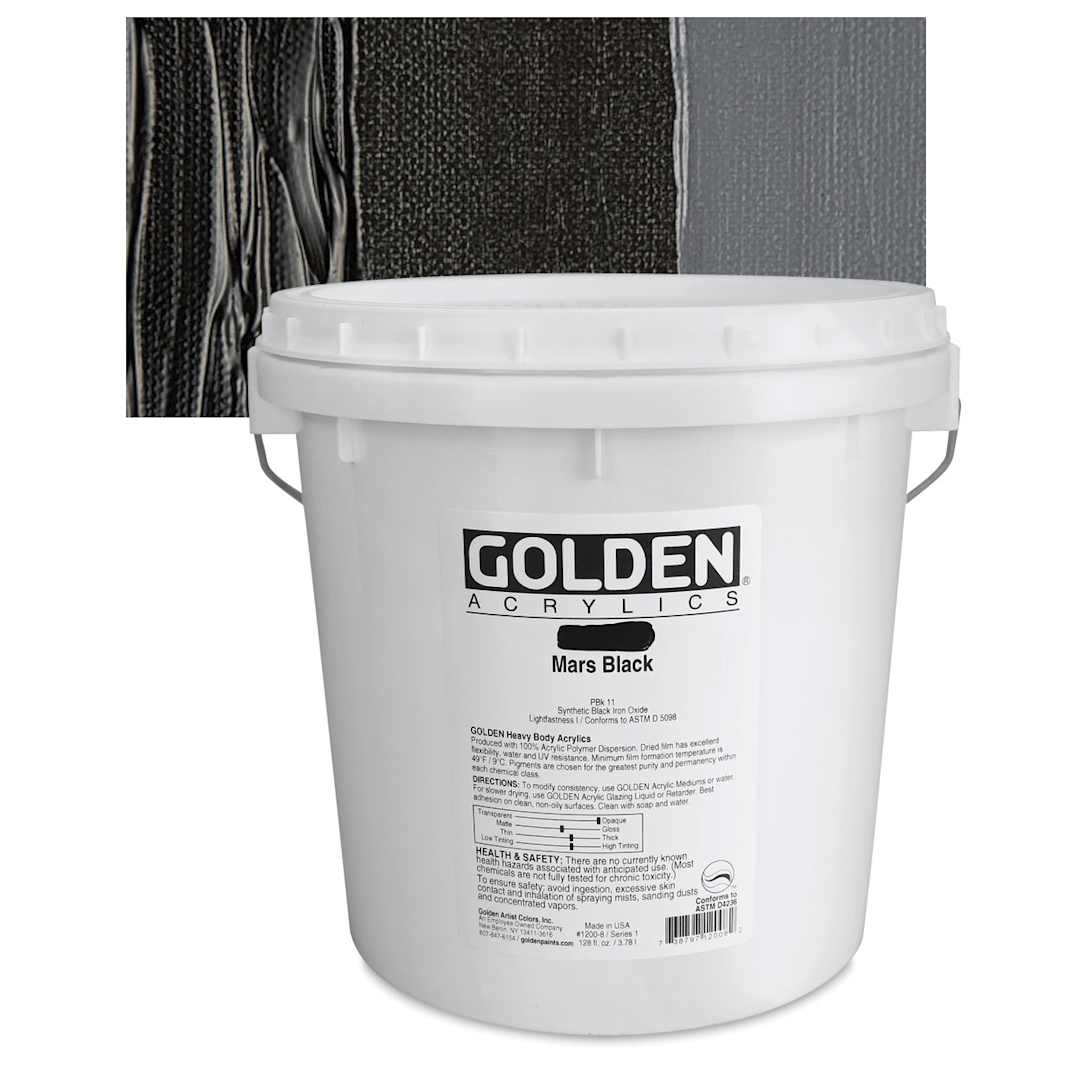 Open in modal - Golden Heavy Body Artist Acrylic - Mars Black, Gallon and swatch