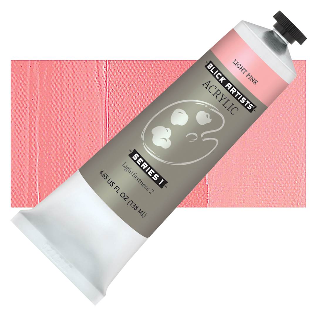 Open in modal - Blick Artists' Acrylic - Light Pink, 4.65 oz tube and swatch
