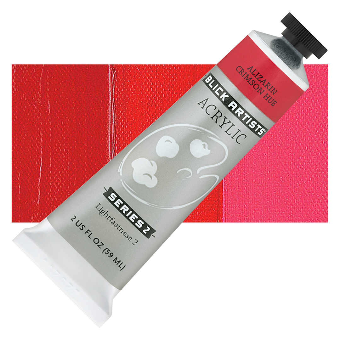 Open in modal - Blick Artists' Acrylic - Alizarin Crimson Hue, 2 oz tube and swatch