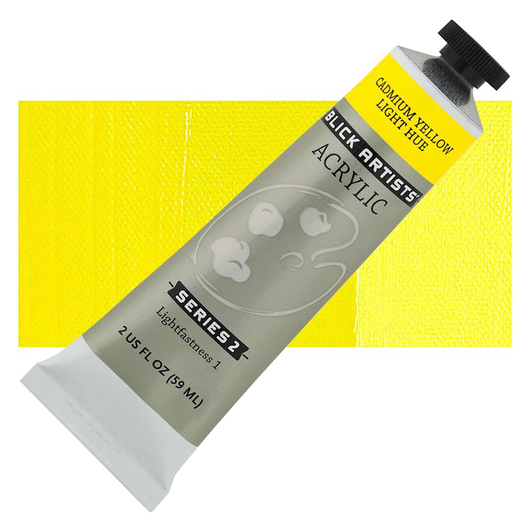 Open in modal - Blick Artists' Acrylic - Cadmium Yellow Light Hue, 2 oz tube and swatch