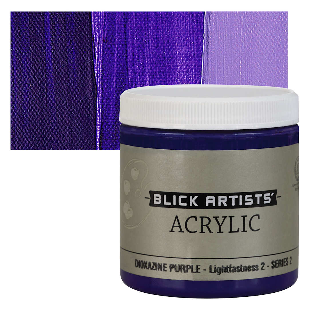 Open in modal - Blick Artists' Acrylic - Dioxazine Purple, 8 oz tube and swatch