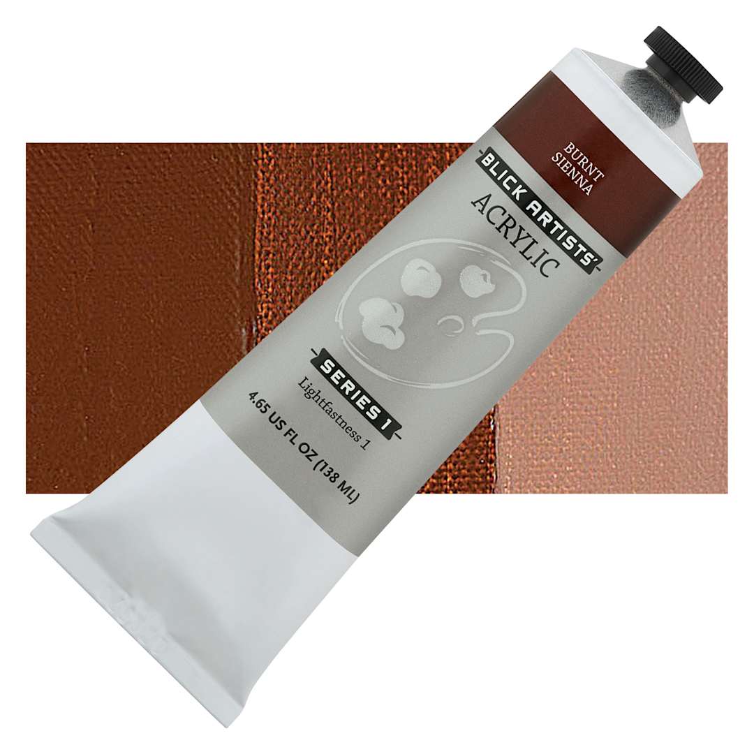 Open in modal - Blick Artists' Acrylic - Burnt Sienna, 4.65 oz tube and swatch
