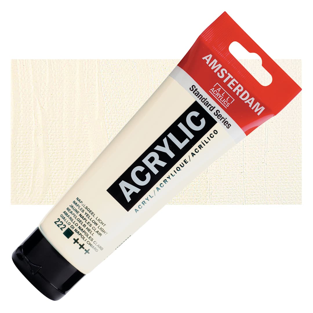 Open in modal - Amsterdam Standard Series Acrylic Paint - Naples Yellow Light, 120 ml Tube and swatch