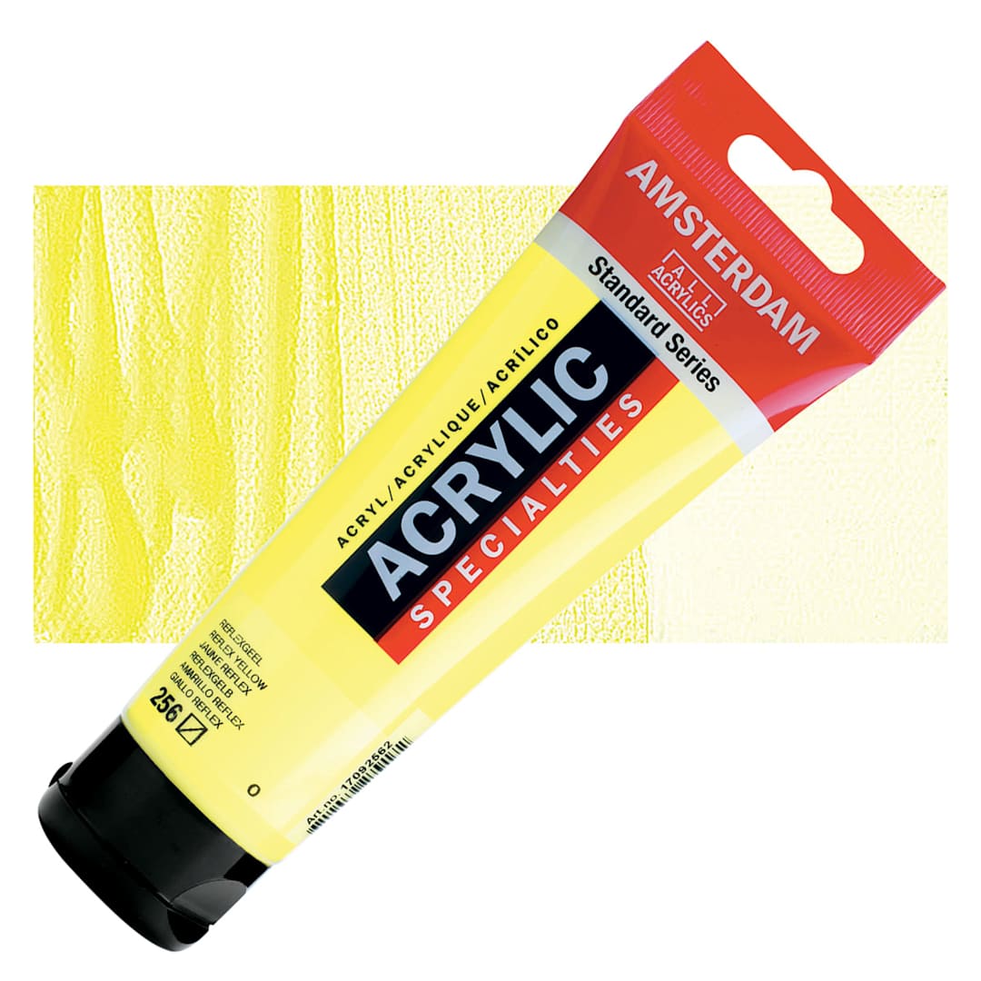 Open in modal - Amsterdam Standard Series Acrylic Paint - Reflex Yellow, 120 ml Tube and swatch
