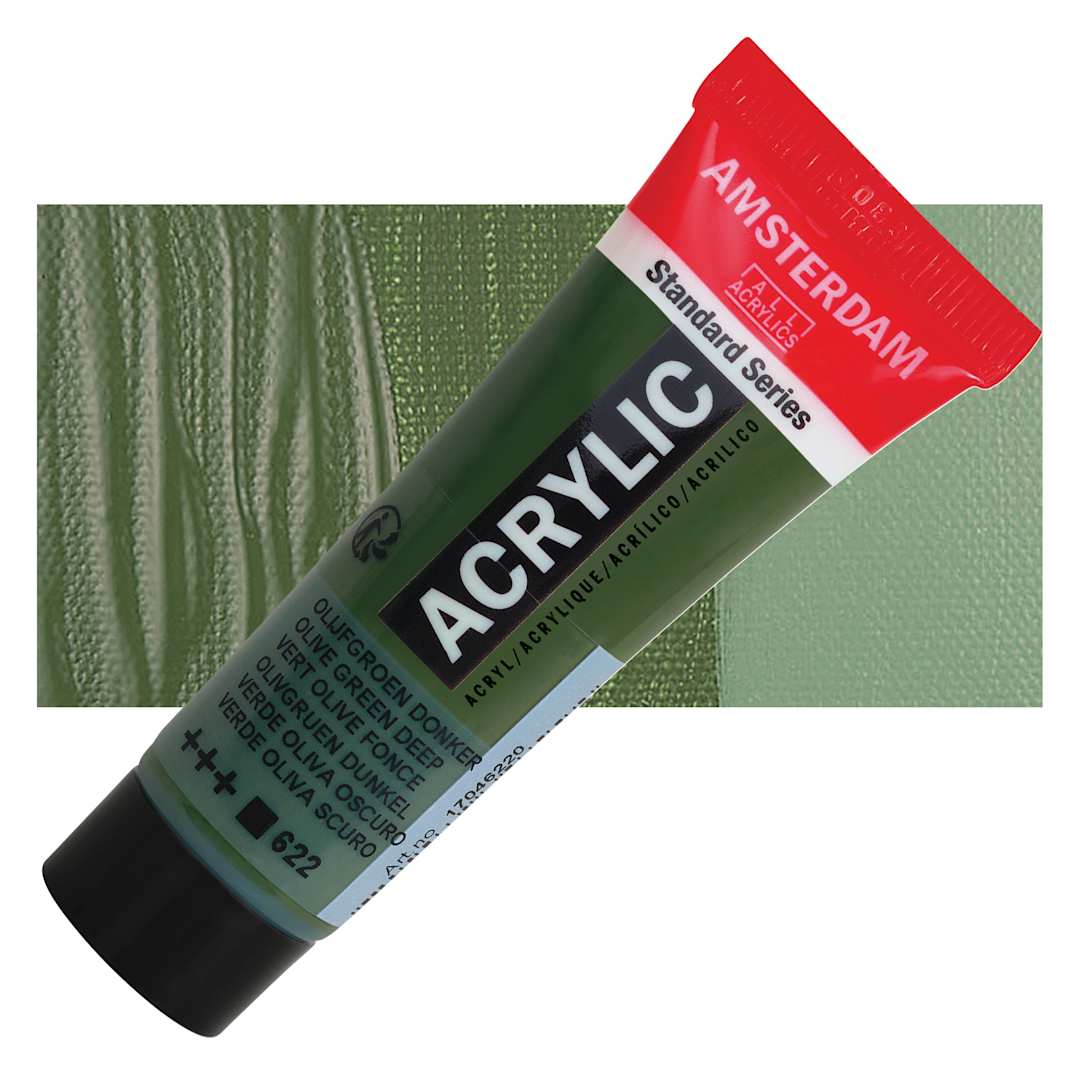 Open in modal - Amsterdam Standard Series Acrylic - Olive Green Deep, 20 ml Tube and swatch