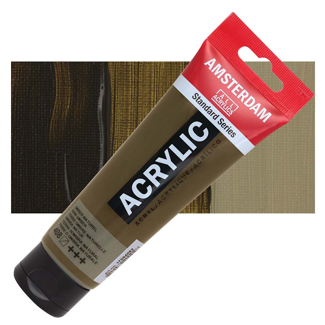 Open in modal - Amsterdam Standard Series Acrylic Paint - Raw Umber, 120 ml Tube and swatch
