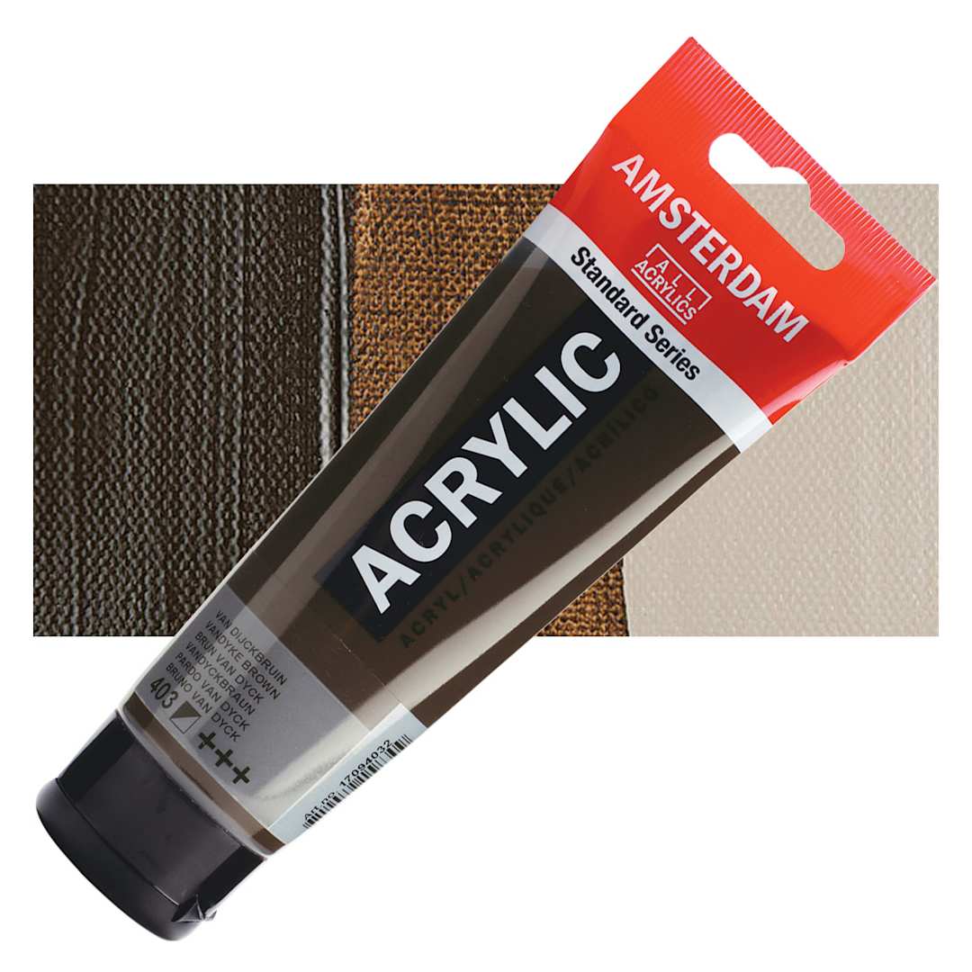 Open in modal - Amsterdam Standard Series Acrylic Paint - VanDyke Brown, 120 ml Tube and swatch