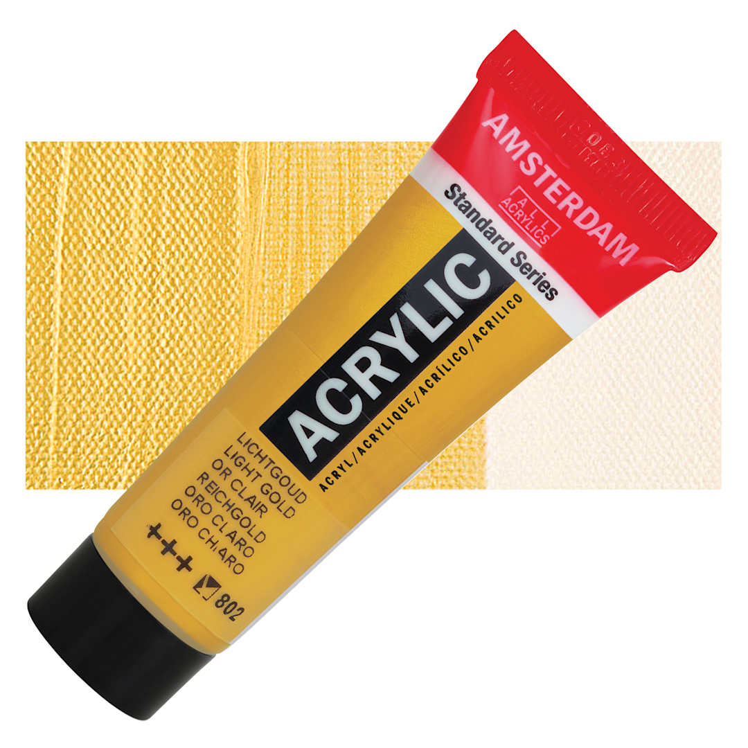 Open in modal - Amsterdam Standard Series Acrylic - Metallic Light Gold, 20 ml Tube and swatch