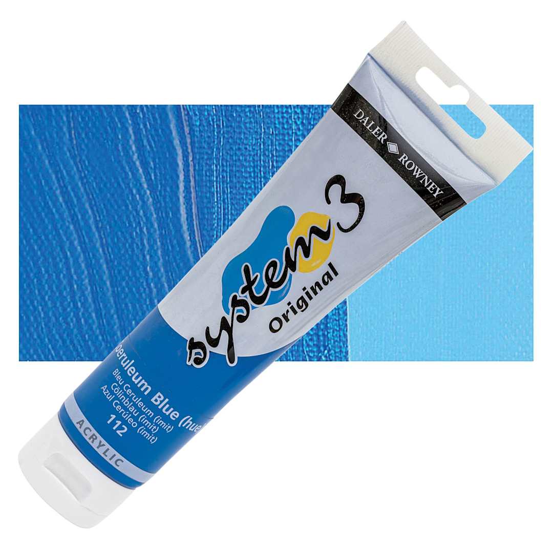 Open in modal - Daler-Rowney System3 Acrylic - Coreuleum Hue, 150 ml tube and swatch