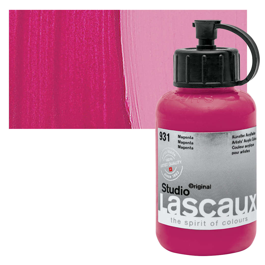 Open in modal - Lascaux Studio Acrylic - Magenta, 85 ml bottle and swatch