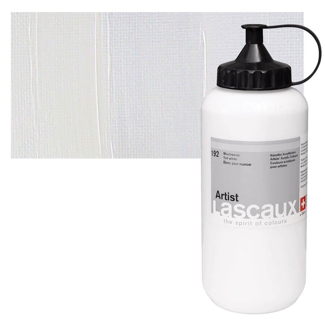 Open in modal - Lascaux Artist Acrylic - Tint White, 750 ml bottle and swatch