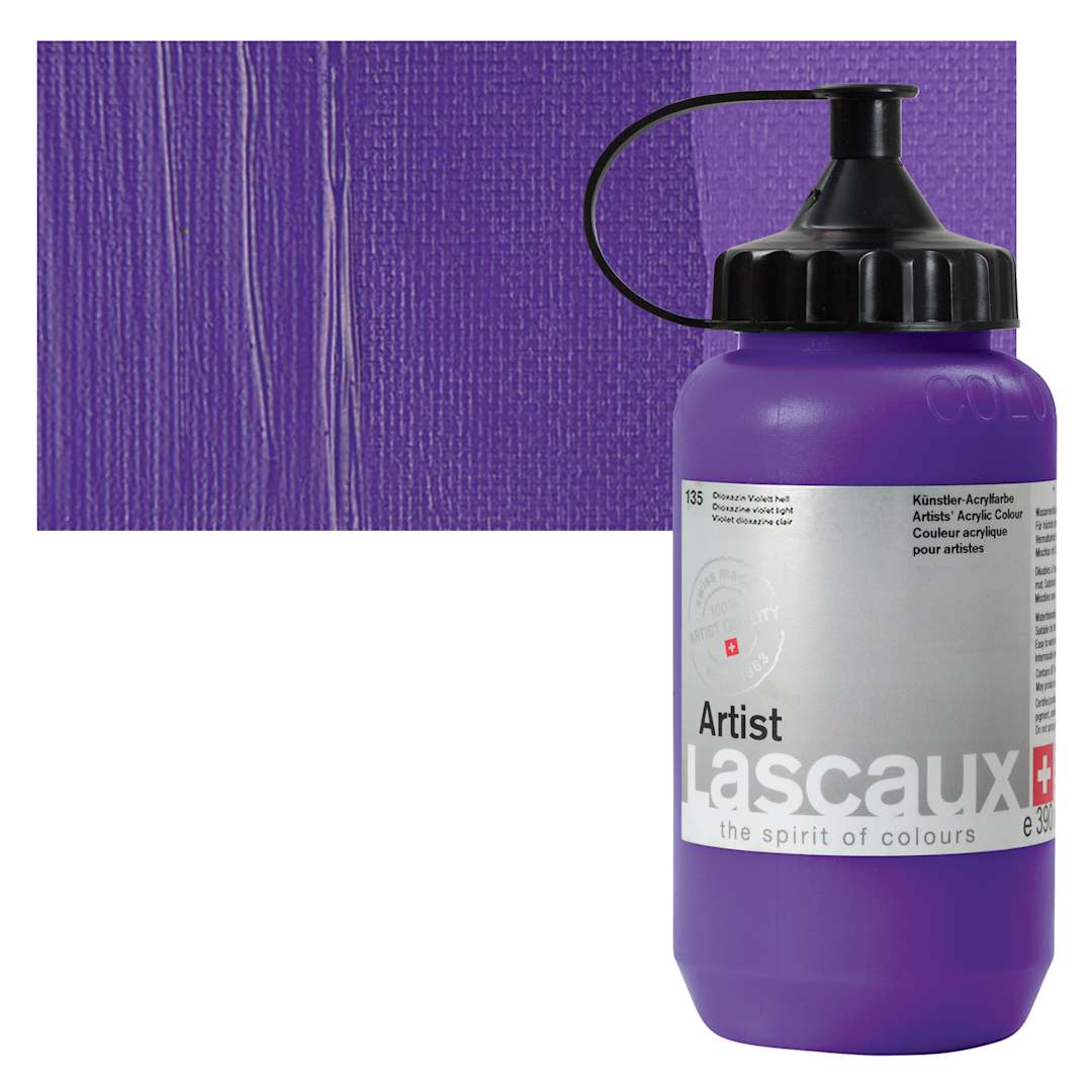 Open in modal - Lascaux Artist Acrylic - Dioxazine Violet Light, 390 ml Tube and swatch