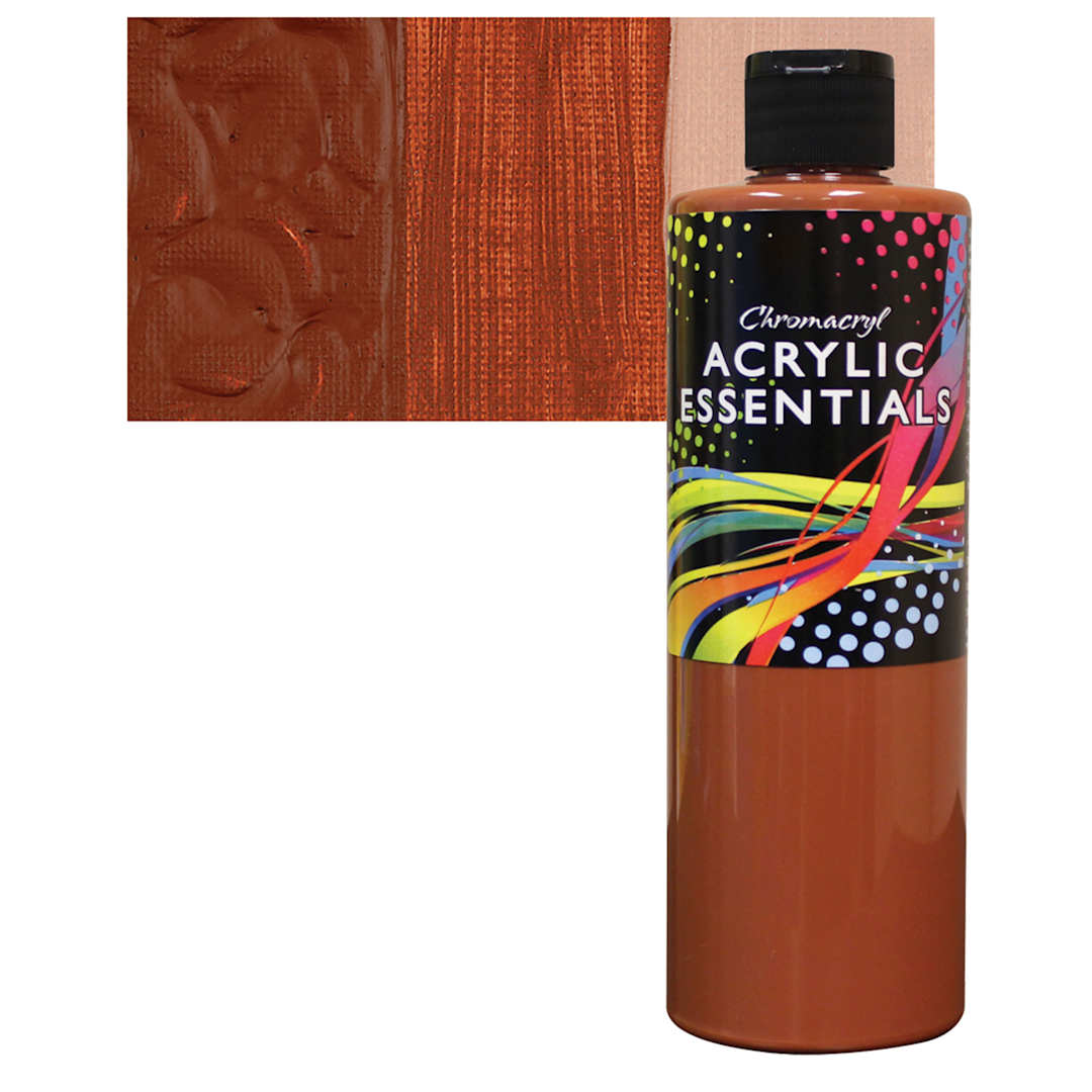 Open in modal - Chromacryl Acrylic Essentials - Burnt Sienna, 500 ml bottle and swatch